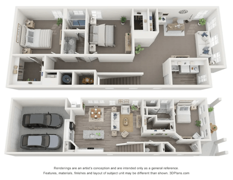 Floor plan for 3 beds, 2.5 baths, 2120 sqft